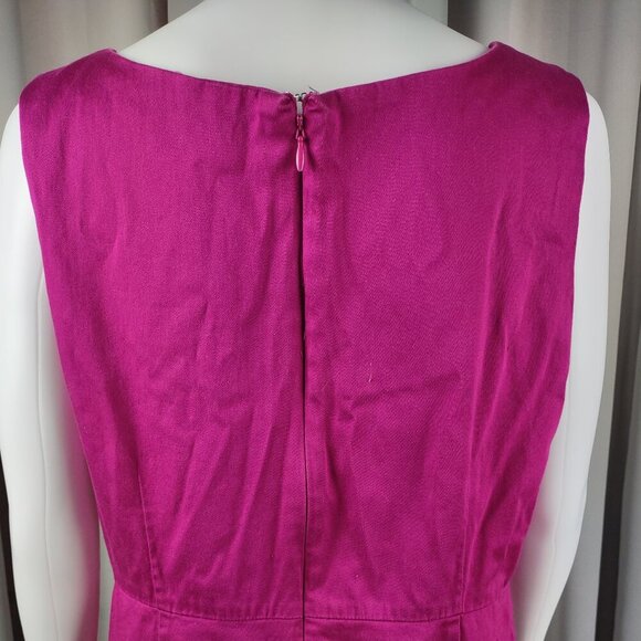 Mossimo Magenta Cotton Blend Pleated Sleeveless Sheath Back Zip Dress 16 - Picture 5 of 11